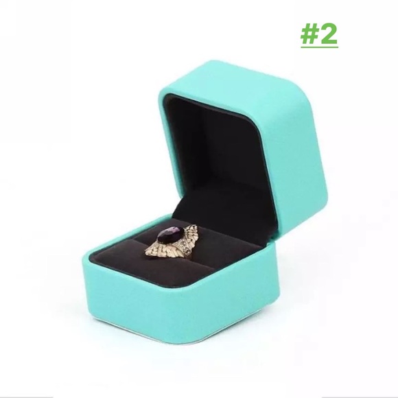 Teal FA Leather Silver Line Diamont Ring Box - Picture 7 of 17